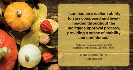 Testimonial for mortgage professional Lori Hopper with Metro Mortgage Group in Flower Mound, TX: "Lori had an excellent ability to stay composed and level-headed throughout the mortgage approval process, providing a sense of stability and confidence."