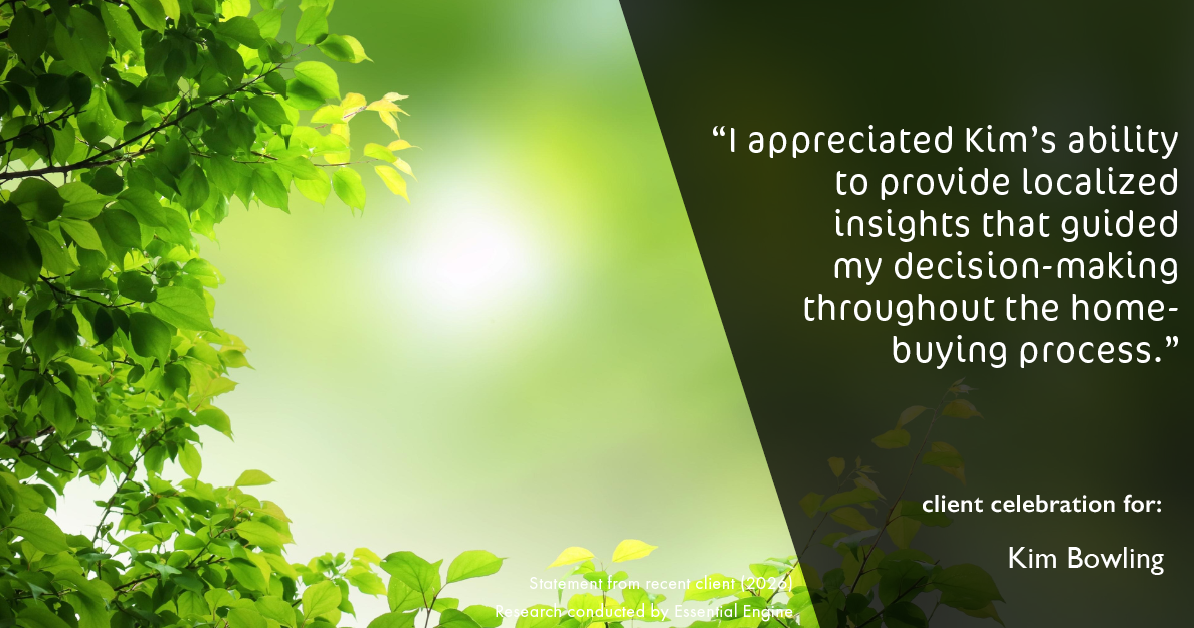 Testimonial for real estate agent Kim Bowling with Compass RE Texas, LLC in Fredericksburg, TX: "I appreciated Kim's ability to provide localized insights that guided my decision-making throughout the home-buying process."