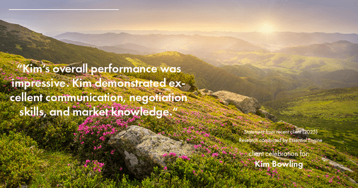 Testimonial for real estate agent Kim Bowling with Compass RE Texas, LLC in , : "Kim's overall performance was impressive. Kim demonstrated excellent communication, negotiation skills, and market knowledge."