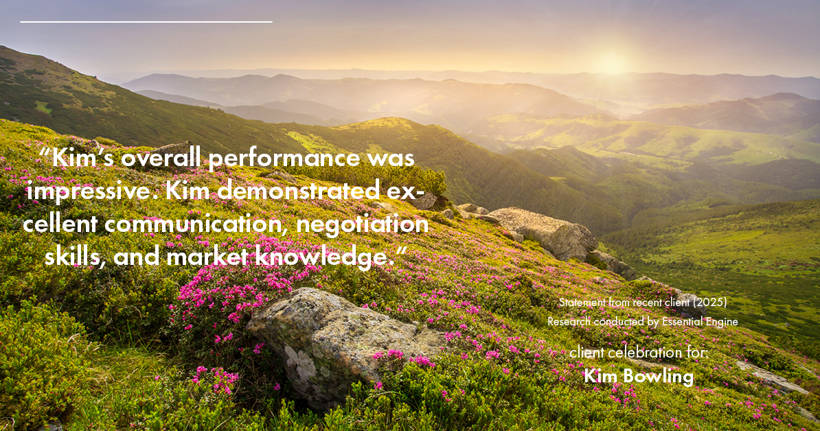 Testimonial for real estate agent Kim Bowling with Compass RE Texas, LLC in , : "Kim's overall performance was impressive. Kim demonstrated excellent communication, negotiation skills, and market knowledge."