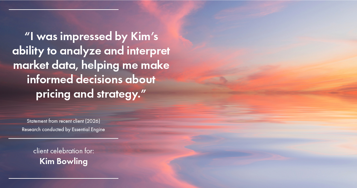 Testimonial for real estate agent Kim Bowling with Compass RE Texas, LLC in Fredericksburg, TX: "I was impressed by Kim's ability to analyze and interpret market data, helping me make informed decisions about pricing and strategy."