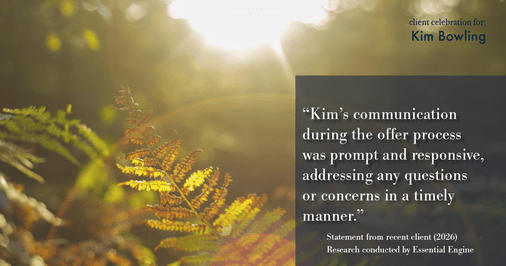 Testimonial for real estate agent Kim Bowling with Compass RE Texas, LLC in Fredericksburg, TX: "Kim's communication during the offer process was prompt and responsive, addressing any questions or concerns in a timely manner."