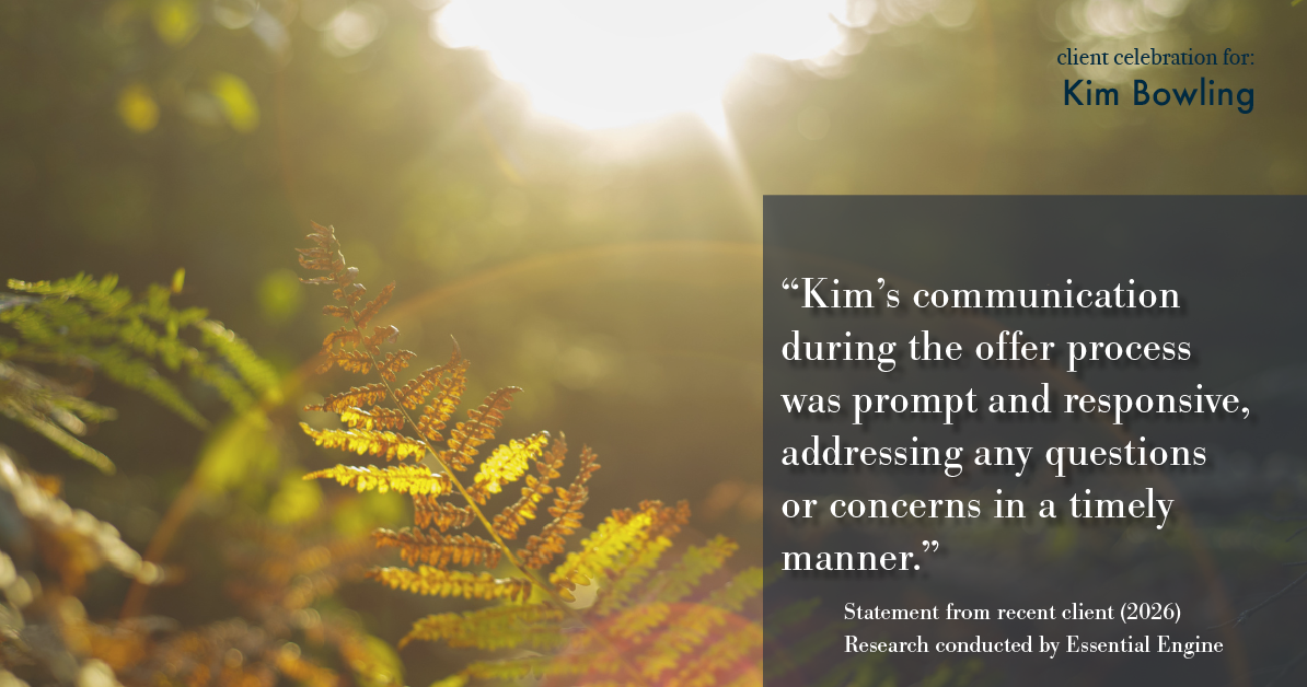 Testimonial for real estate agent Kim Bowling with Compass RE Texas, LLC in Fredericksburg, TX: "Kim's communication during the offer process was prompt and responsive, addressing any questions or concerns in a timely manner."