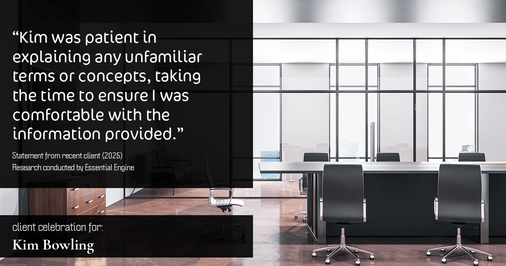 Testimonial for real estate agent Kim Bowling with Compass RE Texas, LLC in , : "Kim was patient in explaining any unfamiliar terms or concepts, taking the time to ensure I was comfortable with the information provided."