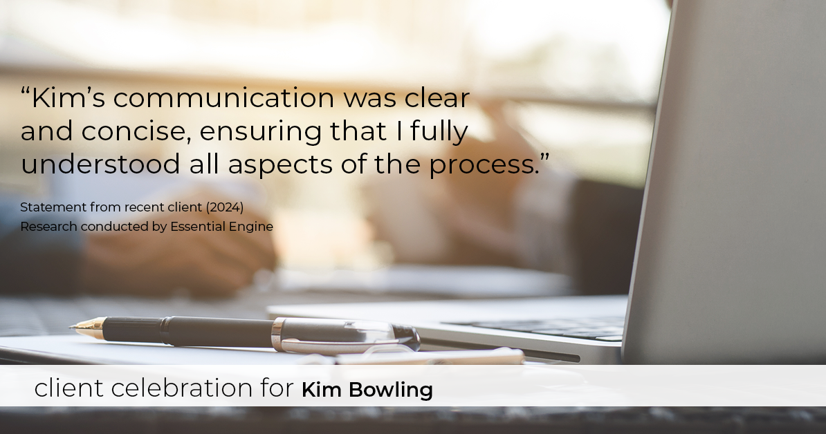 Testimonial for real estate agent Kim Bowling with Compass RE Texas, LLC in , : "Kim's communication was clear and concise, ensuring that I fully understood all aspects of the process."