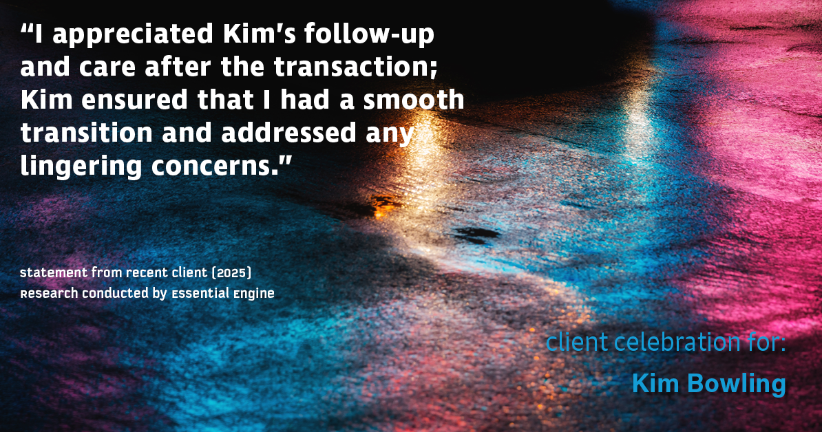 Testimonial for real estate agent Kim Bowling with Compass RE Texas, LLC in , : "I appreciated Kim's follow-up and care after the transaction; Kim ensured that I had a smooth transition and addressed any lingering concerns."