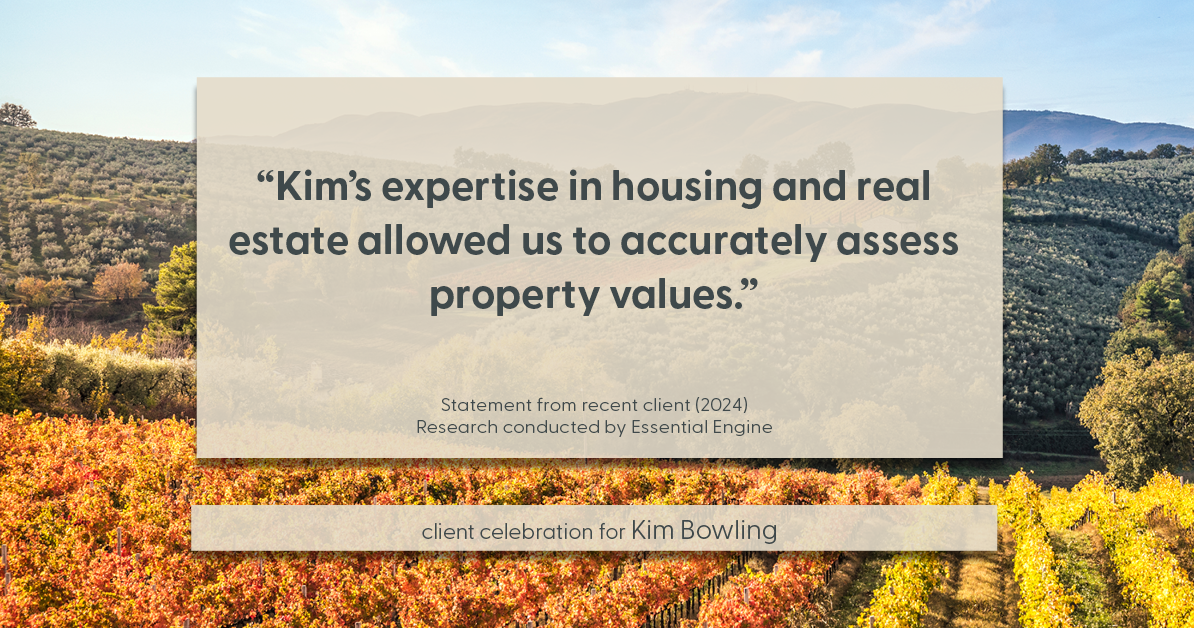 Testimonial for real estate agent Kim Bowling with Compass RE Texas, LLC in , : "Kim's expertise in housing and real estate allowed us to accurately assess property values."