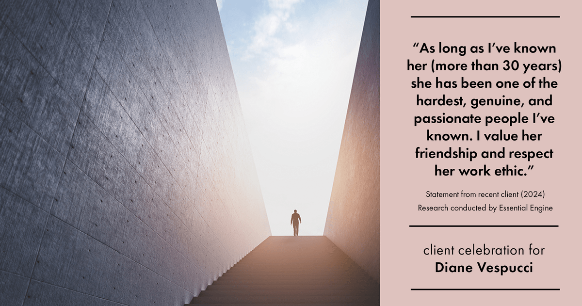 Testimonial for real estate agent Diane Vespucci with REMAX 100 Realty in St Augustine, Florida: "As long as I've known her (more than 30 years) she has been one of the hardest, genuine, and passionate people I've known. I value her friendship and respect her work ethic."