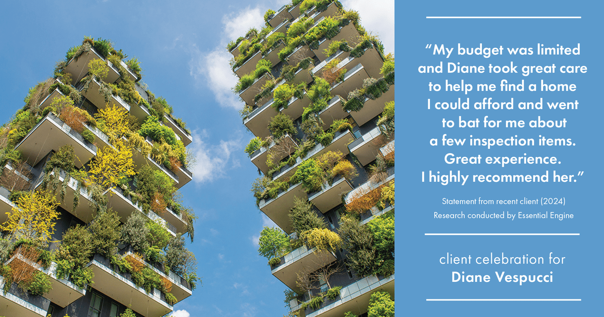 Testimonial for real estate agent Diane Vespucci with REMAX 100 Realty in St Augustine, Florida: "My budget was limited and Diane took great care to help me find a home I could afford and went to bat for me about a few inspection items. Great experience. I highly recommend her."