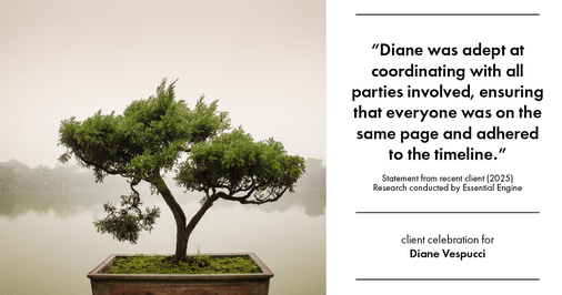 Testimonial for real estate agent Diane Vespucci with REMAX 100 Realty in St Augustine, Florida: "Diane was adept at coordinating with all parties involved, ensuring that everyone was on the same page and adhered to the timeline."