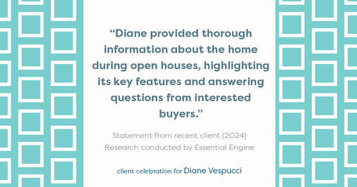 Testimonial for real estate agent Diane Vespucci with REMAX 100 Realty in St Augustine, Florida: "Diane provided thorough information about the home during open houses, highlighting its key features and answering questions from interested buyers."