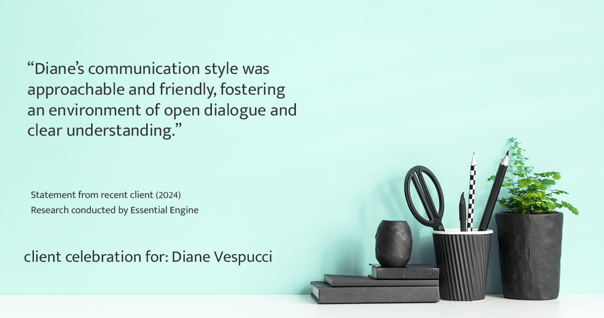 Testimonial for real estate agent Diane Vespucci with REMAX 100 Realty in St Augustine, Florida: "Diane's communication style was approachable and friendly, fostering an environment of open dialogue and clear understanding."