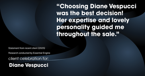 Testimonial for real estate agent Diane Vespucci with REMAX 100 Realty in St Augustine, Florida: "Choosing Diane Vespucci was the best decision! Her expertise and lovely personality guided me throughout the sale."