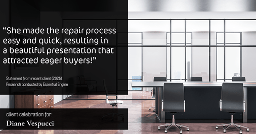 Testimonial for real estate agent Diane Vespucci with REMAX 100 Realty in St Augustine, Florida: "She made the repair process easy and quick, resulting in a beautiful presentation that attracted eager buyers!"