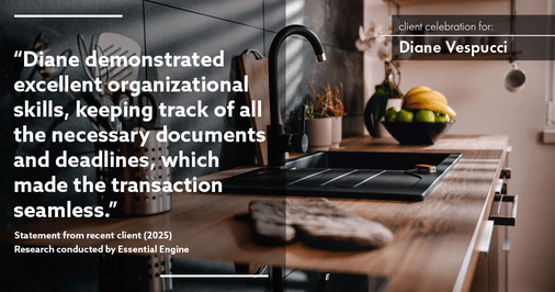 Testimonial for real estate agent Diane Vespucci with REMAX 100 Realty in St Augustine, Florida: "Diane demonstrated excellent organizational skills, keeping track of all the necessary documents and deadlines, which made the transaction seamless."