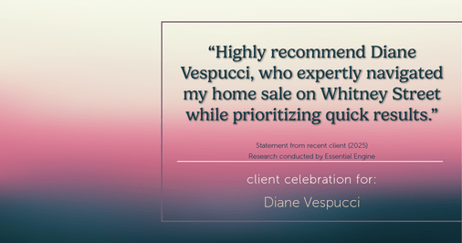 Testimonial for real estate agent Diane Vespucci with REMAX 100 Realty in St Augustine, Florida: "Highly recommend Diane Vespucci, who expertly navigated my home sale on Whitney Street while prioritizing quick results."