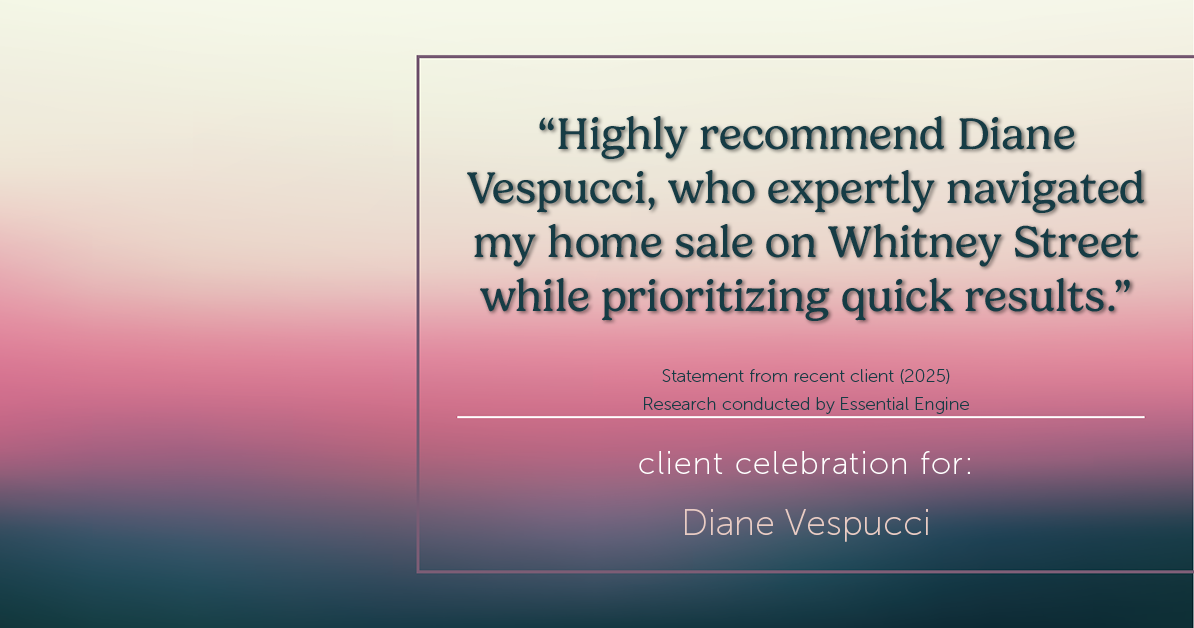 Testimonial for real estate agent Diane Vespucci with REMAX 100 Realty in St Augustine, Florida: "Highly recommend Diane Vespucci, who expertly navigated my home sale on Whitney Street while prioritizing quick results."