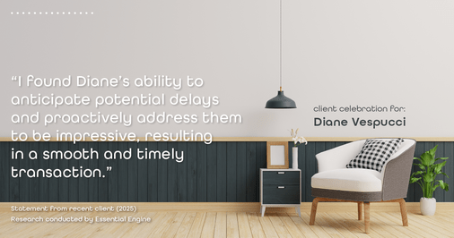 Testimonial for real estate agent Diane Vespucci with REMAX 100 Realty in St Augustine, Florida: "I found Diane's ability to anticipate potential delays and proactively address them to be impressive, resulting in a smooth and timely transaction."