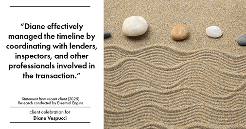 Testimonial for real estate agent Diane Vespucci with REMAX 100 Realty in St Augustine, Florida: "Diane effectively managed the timeline by coordinating with lenders, inspectors, and other professionals involved in the transaction."