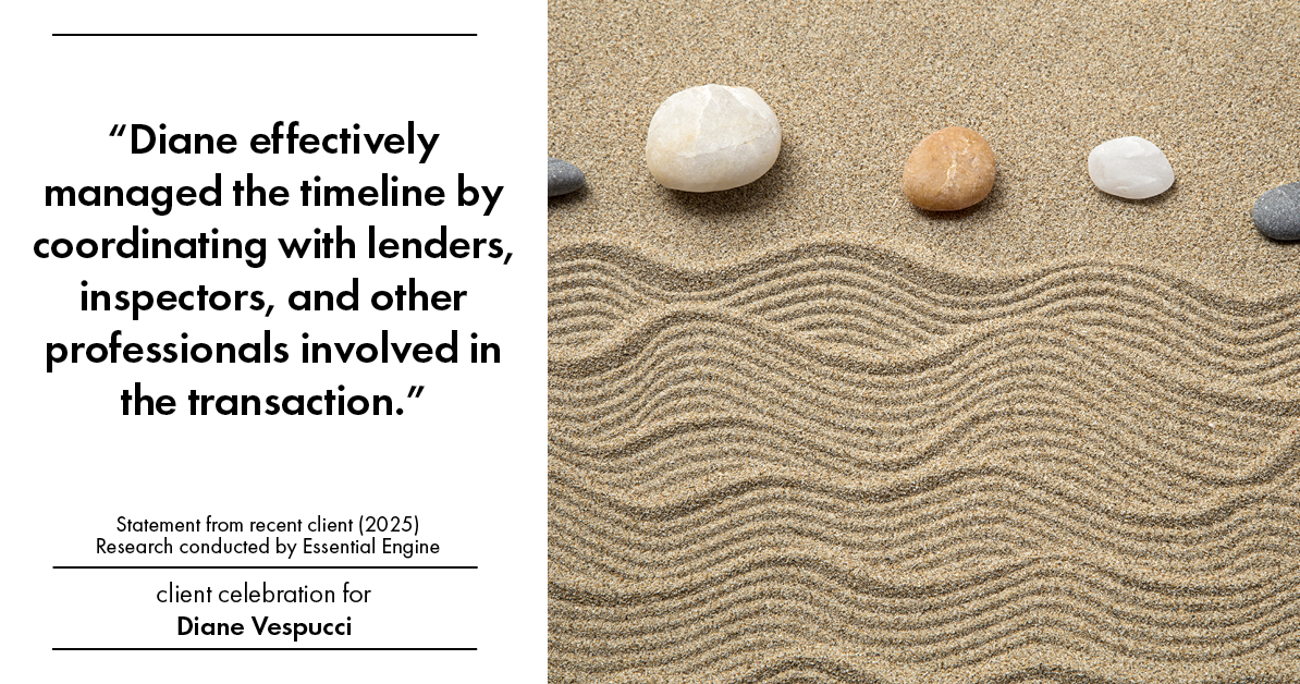 Testimonial for real estate agent Diane Vespucci with REMAX 100 Realty in St Augustine, Florida: "Diane effectively managed the timeline by coordinating with lenders, inspectors, and other professionals involved in the transaction."