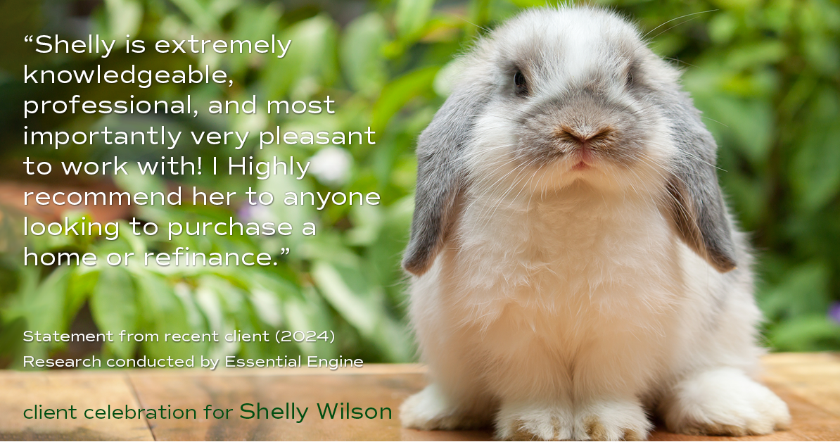 Testimonial for mortgage professional Shelly Wilson with Wilson Group Mortgage in Flower Mound, TX: "Shelly is extremely knowledgeable, professional, and most importantly very pleasant to work with! I Highly recommend her to anyone looking to purchase a home or refinance."