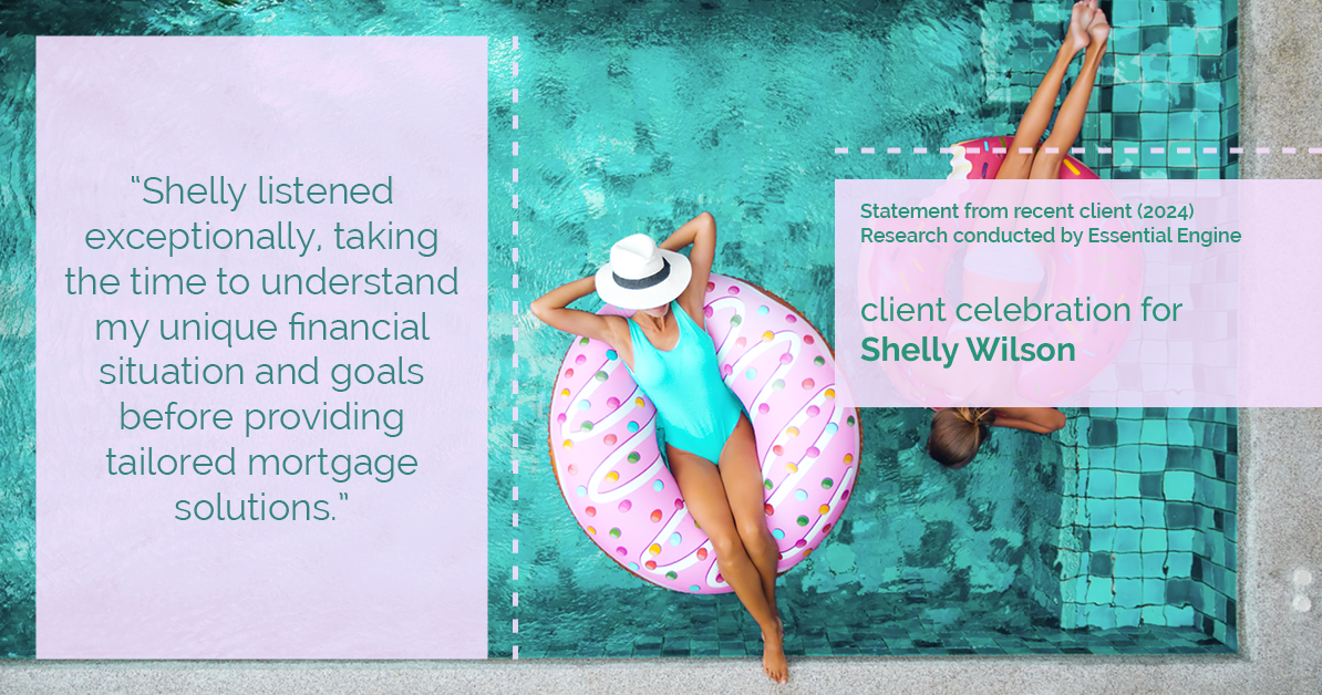 Testimonial for mortgage professional Shelly Wilson with Wilson Group Mortgage in Flower Mound, TX: "Shelly listened exceptionally, taking the time to understand my unique financial situation and goals before providing tailored mortgage solutions."