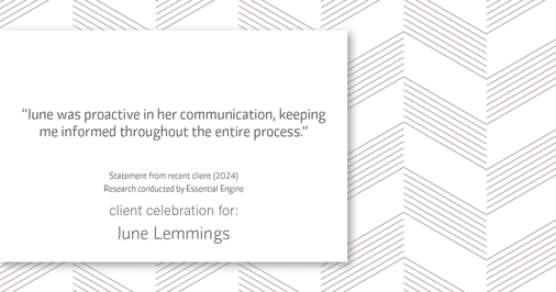 Testimonial for real estate agent June Lemmings with Keller Williams Realty in Greeley, CO: "June was proactive in her communication, keeping me informed throughout the entire process."