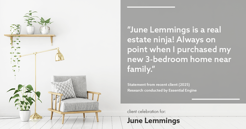 Testimonial for real estate agent June Lemmings with Keller Williams Realty in Greeley, CO: "June Lemmings is a real estate ninja! Always on point when I purchased my new 3-bedroom home near family."