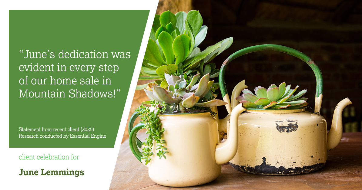 Testimonial for real estate agent June Lemmings with Keller Williams Realty in Greeley, CO: "June's dedication was evident in every step of our home sale in Mountain Shadows!"