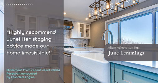 Testimonial for real estate agent June Lemmings with Keller Williams Realty in Greeley, CO: "Highly recommend June! Her staging advice made our home irresistible!"