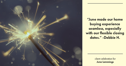 Testimonial for real estate agent June Lemmings with Keller Williams Realty Elevate in Greeley, CO: "June made our home buying experience seamless, especially with our flexible closing dates."