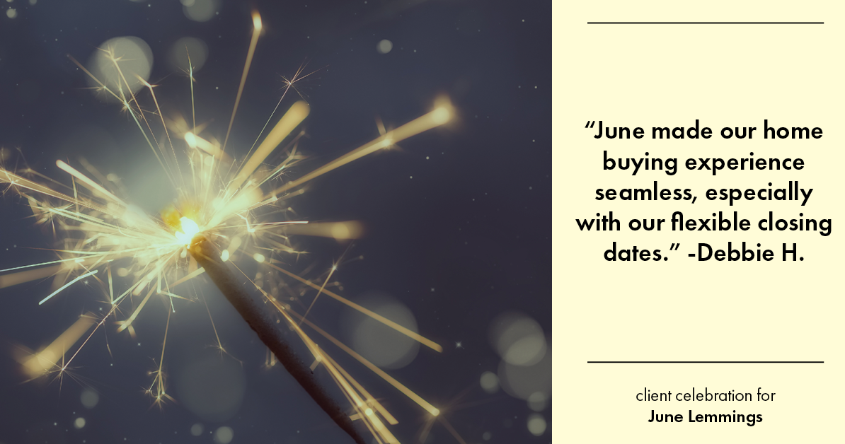 Testimonial for real estate agent June Lemmings with Keller Williams Realty Elevate in Greeley, CO: "June made our home buying experience seamless, especially with our flexible closing dates."