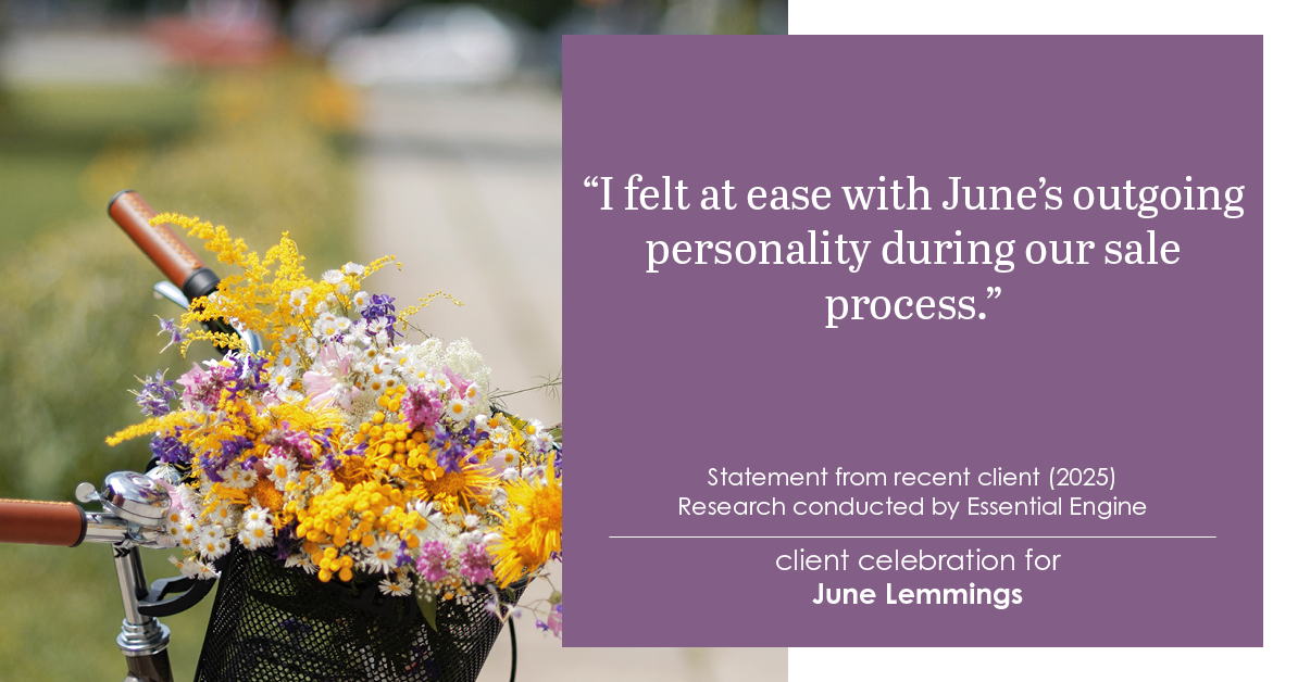 Testimonial for real estate agent June Lemmings with Keller Williams Realty in Greeley, CO: I felt at ease with June's outgoing personality during our sale process.