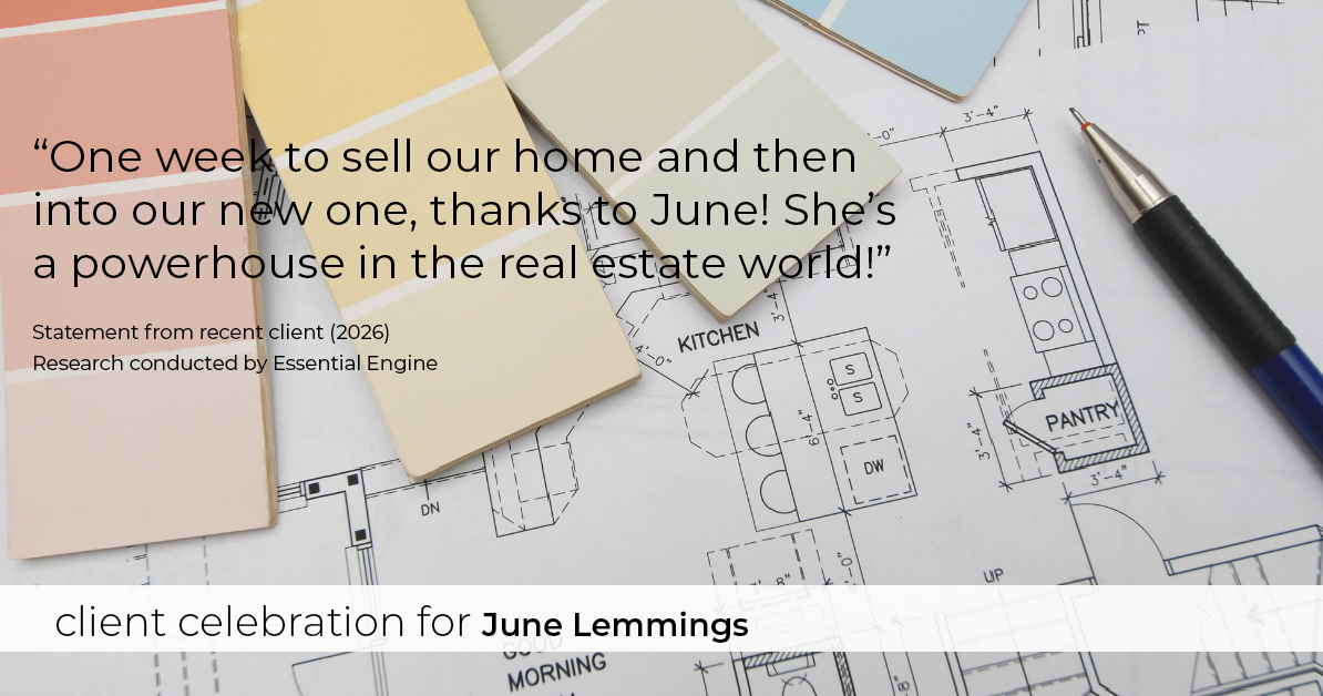 Testimonial for real estate agent June Lemmings with Keller Williams Realty Elevate in Greeley, CO: "One week to sell our home and then into our new one, thanks to June! She's a powerhouse in the real estate world!"