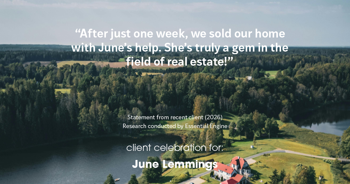 Testimonial for real estate agent June Lemmings with Keller Williams Realty Elevate in Greeley, CO: "After just one week, we sold our home with June's help. She's truly a gem in the field of real estate!"