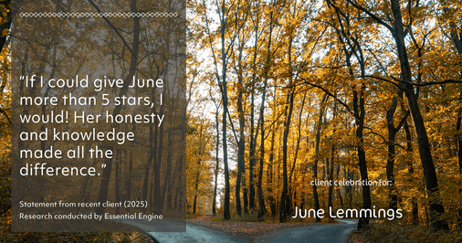 Testimonial for real estate agent June Lemmings with Keller Williams 1st Realty in Greeley, CO: "If I could give June more than 5 stars, I would! Her honesty and knowledge made all the difference."