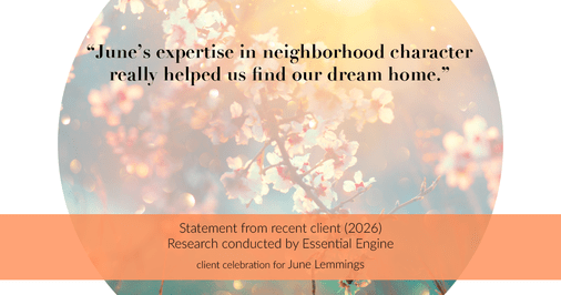 Testimonial for real estate agent June Lemmings with Keller Williams 1st Realty in Greeley, CO: "June's expertise in neighborhood character really helped us find our dream home."