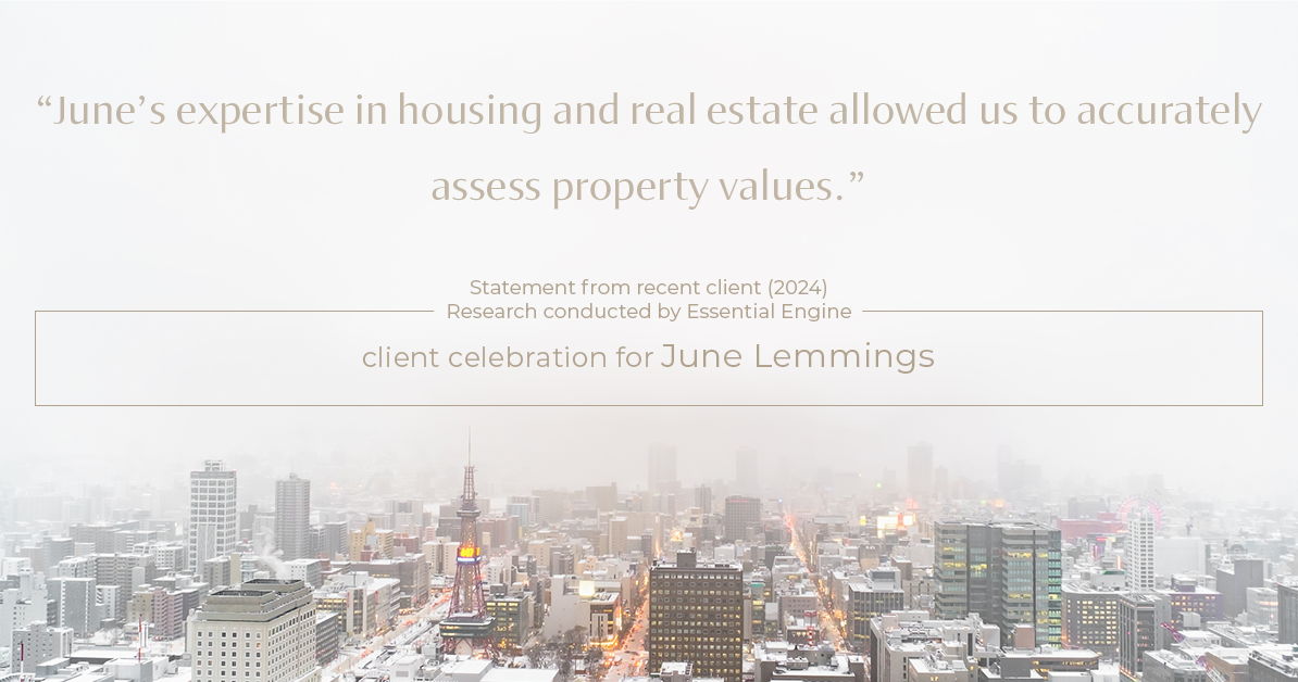 Testimonial for real estate agent June Lemmings with Keller Williams Realty in Greeley, CO: "June's expertise in housing and real estate allowed us to accurately assess property values."