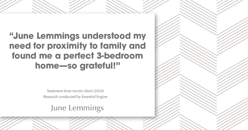 Testimonial for real estate agent June Lemmings with Keller Williams Realty in Greeley, CO: "June Lemmings understood my need for proximity to family and found me a perfect 3-bedroom home—so grateful!"