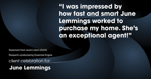 Testimonial for real estate agent June Lemmings with Keller Williams Realty in Greeley, CO: "I was impressed by how fast and smart June Lemmings worked to purchase my home. She's an exceptional agent!"