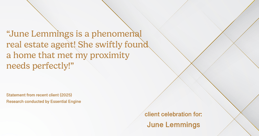 Testimonial for real estate agent June Lemmings with Keller Williams Realty in Greeley, CO: "June Lemmings is a phenomenal real estate agent! She swiftly found a home that met my proximity needs perfectly!"