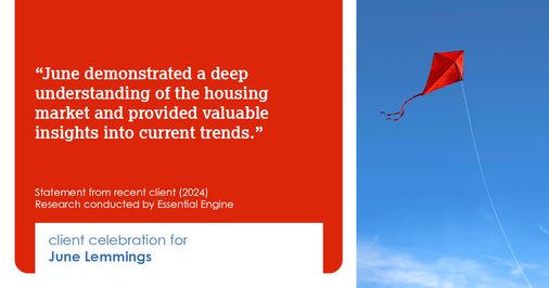 Testimonial for real estate agent June Lemmings with Keller Williams Realty in Greeley, CO: "June demonstrated a deep understanding of the housing market and provided valuable insights into current trends."