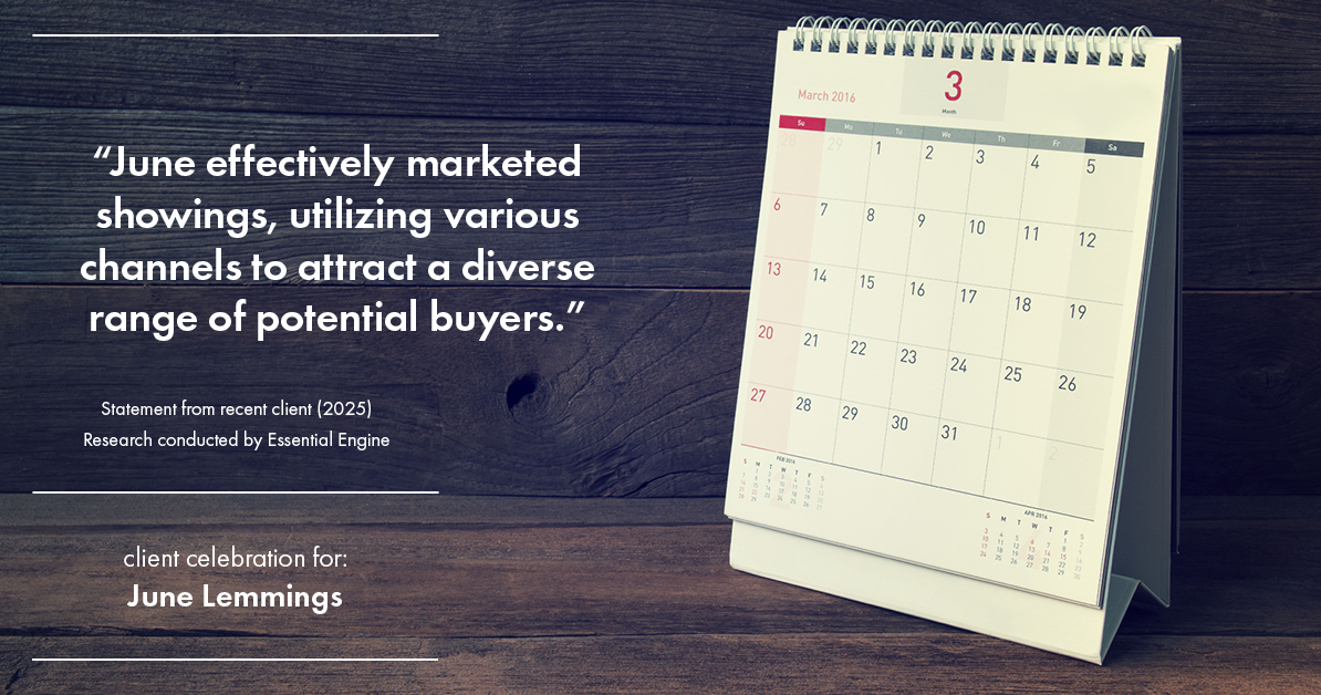 Testimonial for real estate agent June Lemmings with Keller Williams Realty in Greeley, CO: "June effectively marketed showings, utilizing various channels to attract a diverse range of potential buyers."