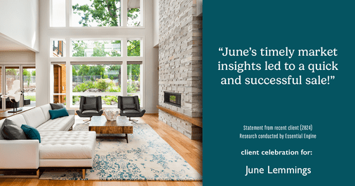 Testimonial for real estate agent June Lemmings with Keller Williams Realty in Greeley, CO: "June's timely market insights led to a quick and successful sale!"