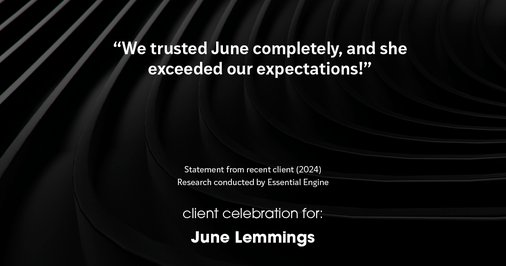 Testimonial for real estate agent June Lemmings with Keller Williams Realty in Greeley, CO: "We trusted June completely, and she exceeded our expectations!"