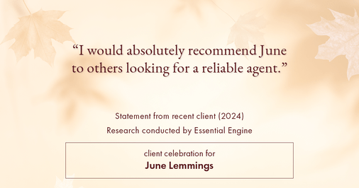 Testimonial for real estate agent June Lemmings with Keller Williams Realty in Greeley, CO: "I would absolutely recommend June to others looking for a reliable agent."