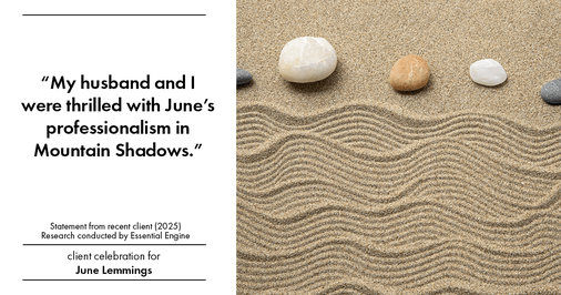 Testimonial for real estate agent June Lemmings with Keller Williams Realty in Greeley, CO: "My husband and I were thrilled with June's professionalism in Mountain Shadows."