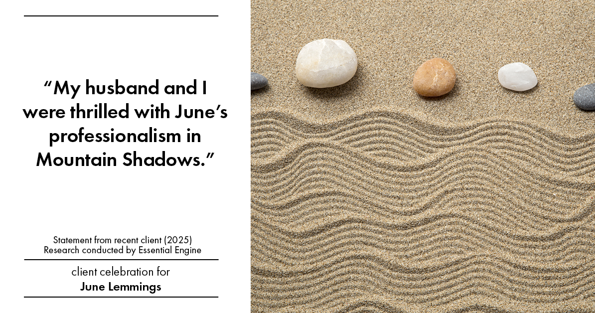 Testimonial for real estate agent June Lemmings with Keller Williams Realty in Greeley, CO: "My husband and I were thrilled with June's professionalism in Mountain Shadows."