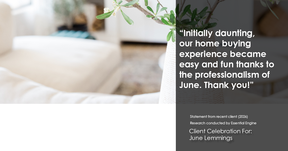 Testimonial for real estate agent June Lemmings with Keller Williams Realty Elevate in Greeley, CO: "Initially daunting, our home buying experience became easy and fun thanks to the professionalism of June. Thank you!"