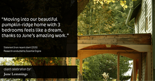 Testimonial for real estate agent June Lemmings with Keller Williams Realty Elevate in Greeley, CO: "Moving into our beautiful pumpkin-ridge home with 3 bedrooms feels like a dream, thanks to June's amazing work."